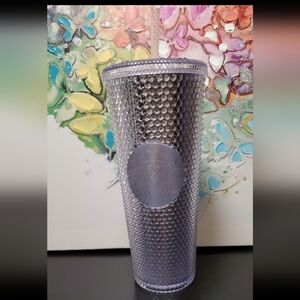 Starbucks Tumbler Platinum Silver BLING Studded 24 OZ